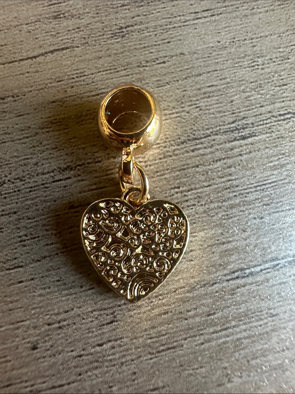 Gold Heart Dangle Charm Pendant